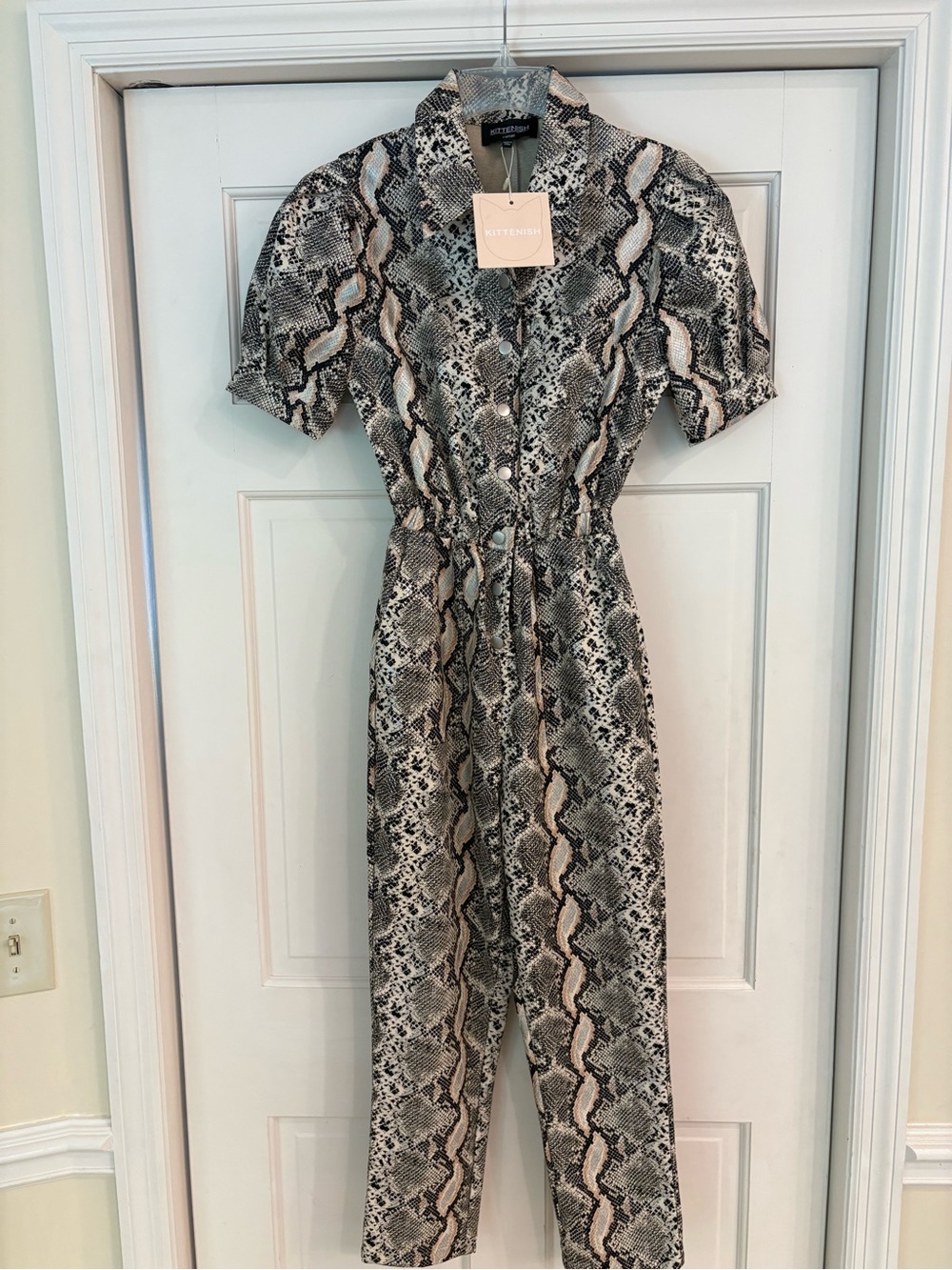 NWT Kittenish faux leather Snake Print Jumpsuit